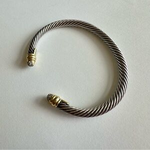 DAVID YURMAN 18K Yellow Gold Sterling Silver Diamond Dome Cable Bracelet